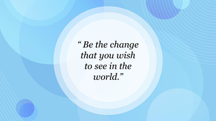 Inspirational quote in a white circular frame on a blue abstract background with layered circles and curved line patterns.