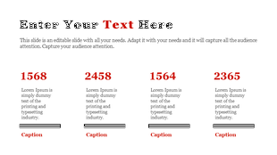A simple PowerPoint slide featuring placeholder text and numbers, with a layout on a white backdrop.