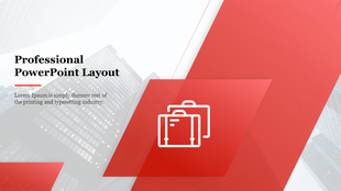 Professional PowerPoint layout featuring a modern red and white design with a briefcase icon.