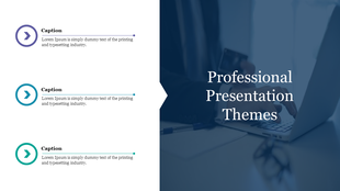 Professional PowerPoint theme slide featuring circular arrows and a person using a laptop in the background.