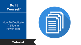 Document duplication icon in blue circle on white background left side has DIY tutorial title in a dark blue sidebar.