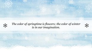 Soft watercolor background with snowflakes and a winter scene, featuring a quote in the center white banner.