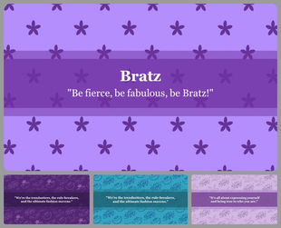 Bratz themed slides with a vibrant floral background and empowering quotes.