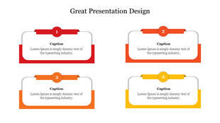 Clean design with four colorful rounded boxes in a two-by-two layout, each labeled with a number and sample placeholder text.