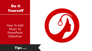 Do It Yourself slide with bold graphics and a profile wearing headphones, paired with how to text for music in PowerPoint.
