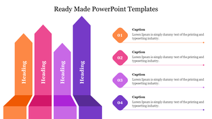 Vertical ready made infographic design with colorful arrows and numbered placeholders text areas.