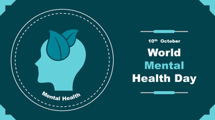 World Mental Health day slide featuring a silhouette of a head with leaves symbolizing mental well being.