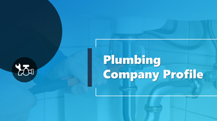 Close-up of a pipe being tightened with a wrench, blue gradient background, and a plumbing tool icon on the left.