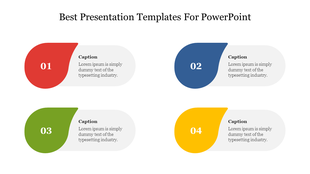 Best template showing four infographic blocks in different colors, each with a bold number and descriptive placeholder.