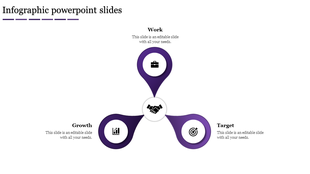 Triangular infographic with purple petals and icons extending from a central circle on a white background.