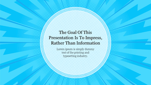 Vibrant blue background slide with rays radiating from a central point and a motivational statement.