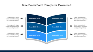 Open book graphic with six blue sections, each with numbered captions on both sides.