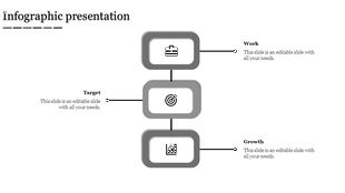 Vertical infographic with three gray rounded rectangles featuring icons, connected by a central line with labels.
