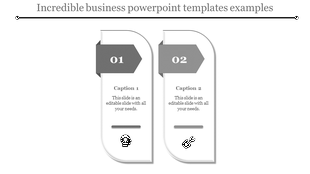 Two curved rectangular panels with gray arrows, featuring icons and captions arranged horizontally on a white background.