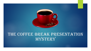 A coffee cup on a plate with coffee beans beside it, accompanied by the title in a decorative font.
