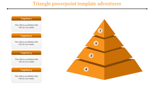 Four-layered orange triangle with numbered sections, and corresponding text boxes stacked on the left.