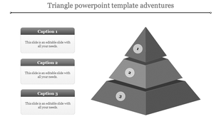 Three tiered gray 3D pyramid structure with numbered sections and captions on the left.