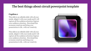 Circuit template with a vibrant black chip, featuring pink gradient core, and bold white text framed by a purple border.