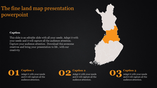 Finland map slide with emphasis on the northern part and caption placeholders.