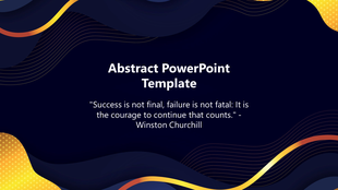 Dark themed slide featuring dynamic abstract waves in orange, yellow, and blue with a centered inspirational quote.