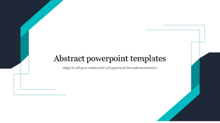 Modern abstract template with blue and black geometric design elements on a white background and a title text area at center.