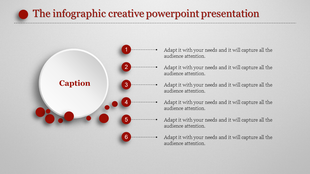 Circular infographic design with red numbered points on the right, leading to captions, on a white background.