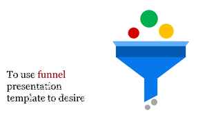 Blue funnel diagram with red, green, and yellow circles entering the top and gray dots exiting the bottom.