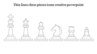 Slide featuring thin line icons of various chess pieces, including a king, queen, rook, bishop, knight, and pawn.