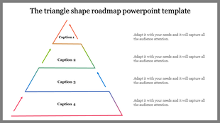 Roadmap PowerPoint template with four colorful steps and arrows, showing progression with captions.