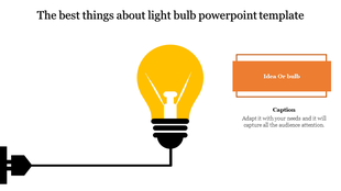 PowerPoint slide featuring a light bulb illustration with a text box with a caption.