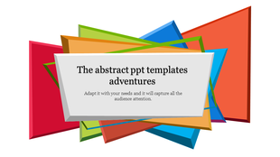 A vibrant slide featuring a colorful abstract design with layered geometric shapes and placeholder text.