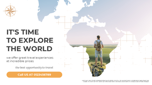 Image of a traveler with a backpack set against a map outline of Africa, promoting travel experiences.