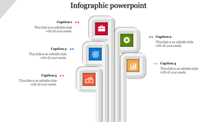 Colorful infographic with red, green, blue, yellow, and orange rectangles showcasing business icons and captions.