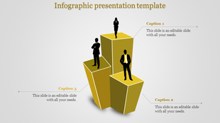 Yellow colored infographic blocks in ascending order with silhouettes, representing a business hierarchy.