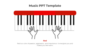 Music-themed slide featuring a piano keyboard and a red bar above the keys place with a quote at the bottom.