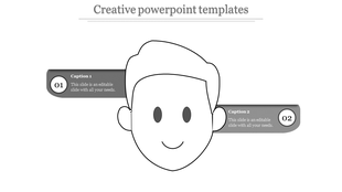 Face-themed infographic with three gray banners extending from the sides, each containing a numbered step and description.