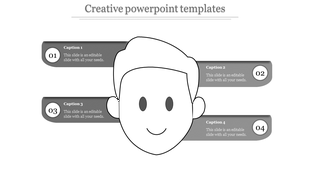 Creative PowerPoint slide featuring a cartoon character with numbered captions.