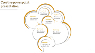 Creative PowerPoint presentation with interconnected circular design and multiple captions.