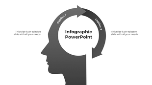 Business idea visualization featuring a head profile with a looping two-step arrow for an infographic template.