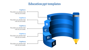 Education themed infographic featuring a purple curved staircase labeled A to C, resembling a pencil.