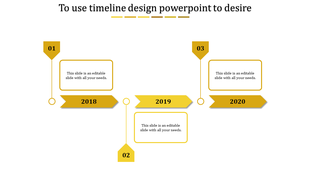 Horizontal yellow timeline design with three bold arrows, circular nodes, and minimal rectangular text boxes.