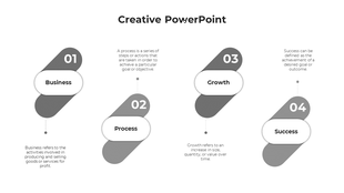 Creative gray timeline showing numbered stages and caption areas from Business to Success in diagonal layout.