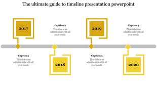 Purple milestone timeline with curved segments from 2015-2020, including icons and placeholder text areas.