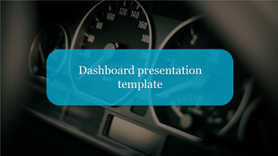 Blurred car dashboard with speedometer, overlaid with a blue text box placed in dark background.