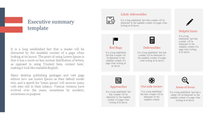 Left aligned text with two vertical columns of six white boxes with icons and headings in gray accents.