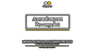 Annual report slide with a white text box and yellow accents underlining key sections, on a dark background.