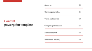 Content slide featuring left aligned heading and right aligned list with numbers and red lines, on a white background.