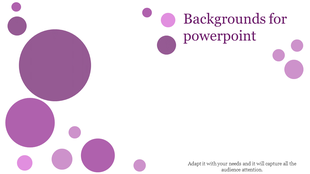 Background slide with scattered purple circles on a white backdrop and a text section in the top right.