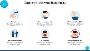 Health safety guide for coronavirus prevention with hygiene tips, social distancing advice, and reminders.