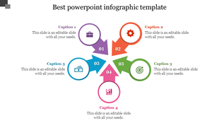 Infographic with five numbered arrows in purple, orange, green, pink, and blue, arranged in a circular pattern.
